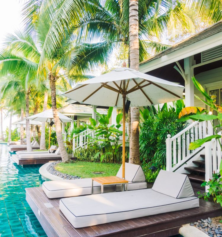 Beautiful luxury swimming pool in hotel pool resort - Boost up color Processing